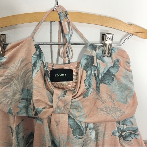 Storia Palm Leaf Culotte Romper Large Pink Women’s - Picture 5 of 7